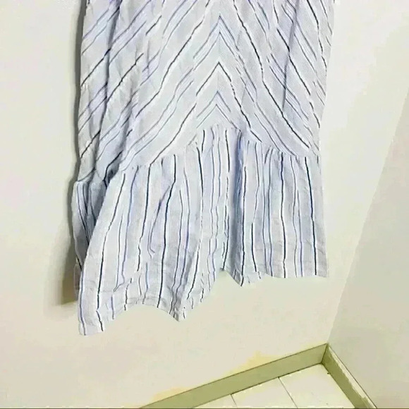 Rebecca Taylor Blue White Stripe Halter Neck Mini Dress Large - Picture 8 of 9